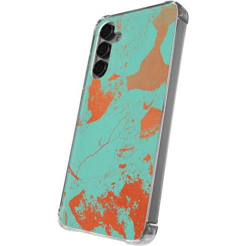Turquoise and Orange Marble Galaxy S24 Plus Clear Case